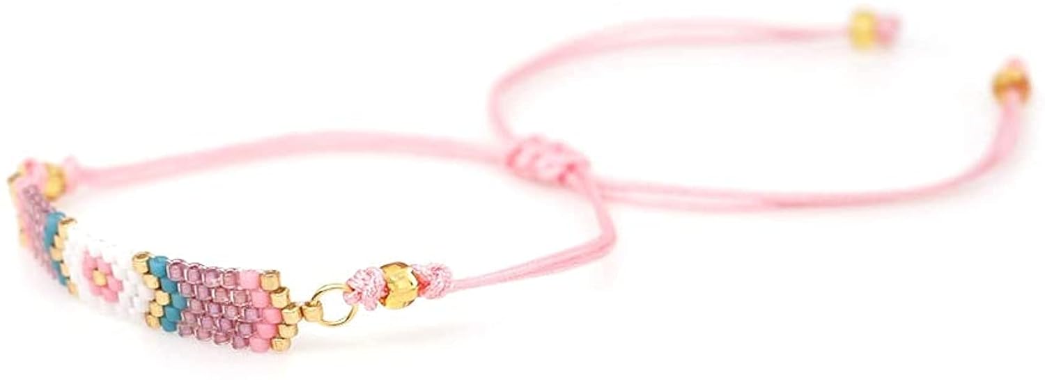 El Regalo Fashion Miyuki Evil Eye Bracelet | Japanese Miyuki Seed Beads Lucky Unisex Bracelets for All | Handmade 100% Authentic Japanese Miyuki Seed Beads Bracelets (Pink)