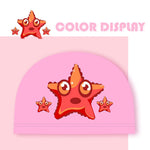 El Regalo Waterproof Swim Cap for Kids Boys Girls, Cute Cartoon PU/Silicone No-Slip Swimming Bathing Cap for Children Long Short Hair, Non-Toxic,Flexible Swim Caps Hat (Star Pink)