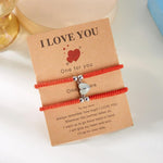 El Regalo 2PCs Luminous Hearts Love Couple Best Friend Hand Woven Adjustable Bracelets Set- BFF Glow in Dark Jewelry (No Tapping) (Red)