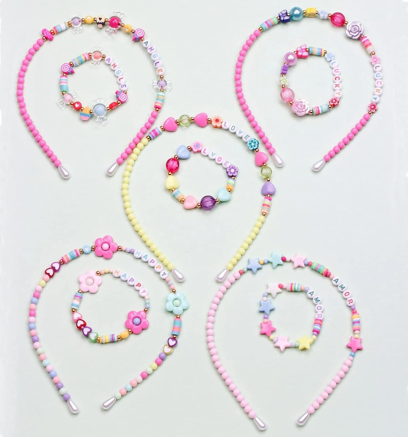 El Regalo 2 PCs Set of Matching Hairband & Bracelet Set for Toddlers/Kids/Girls - Kids Girls Fashion Hair Accessories Set (Style-2)