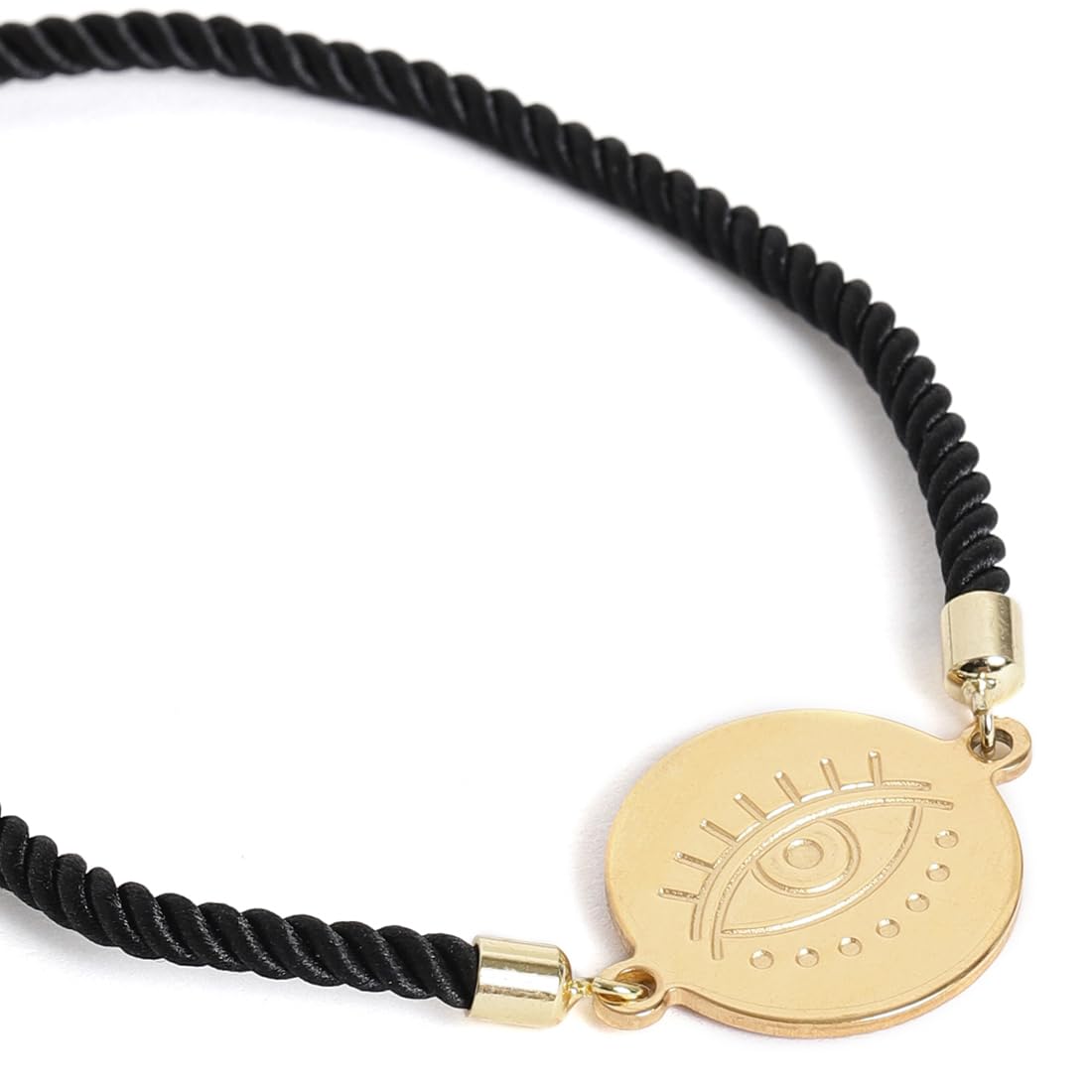 El Regalo 1PC Evil Eye Stainless Steel Rakhi for Bhaiya/Bhai/Brother- Anti Tarnish/NO Rust/Waterproof Rakhi with Roli Chawal, Message Card in Rakhi Gift Box (Gold Evil Eye)