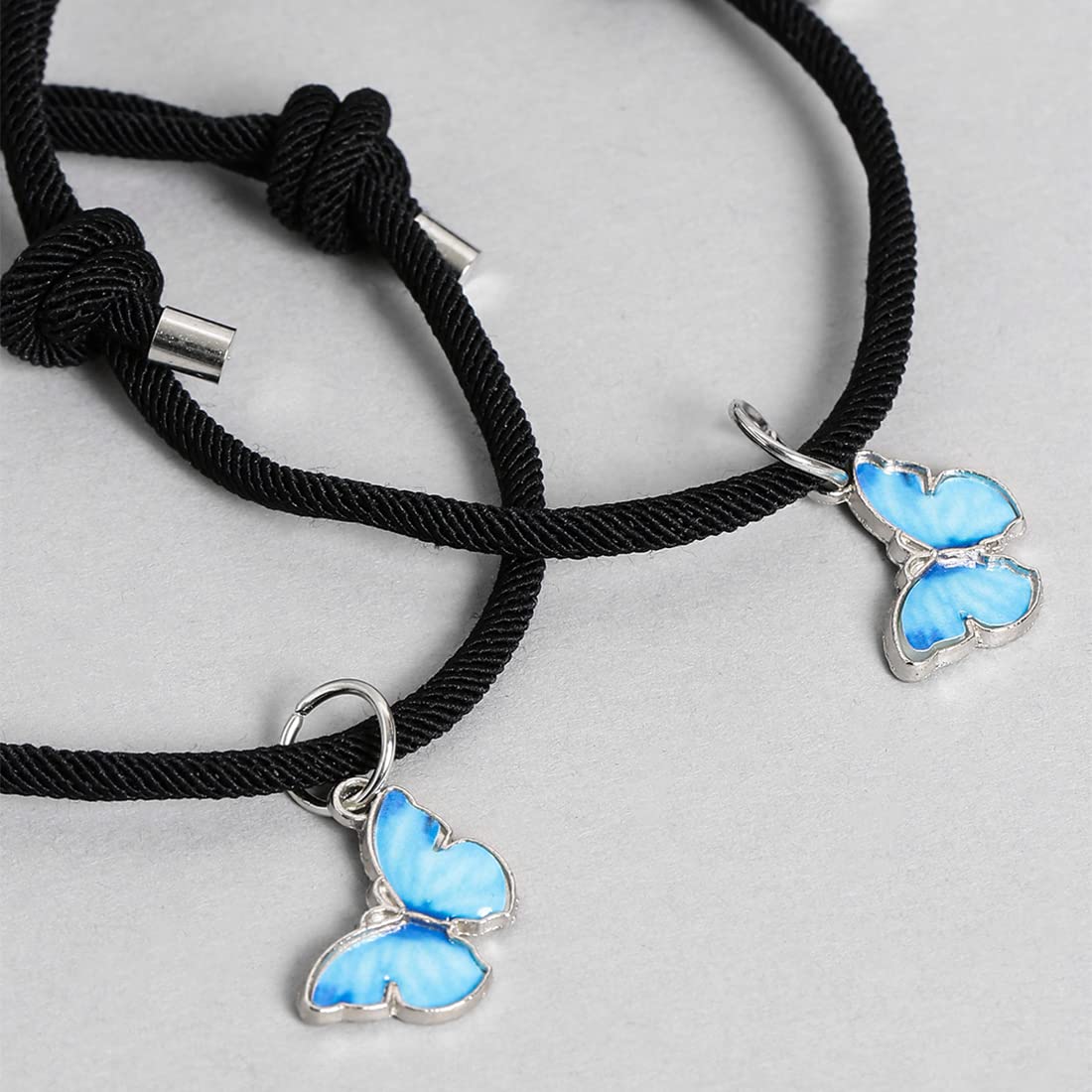 El Regalo 2Pcs Bf Magnetic Heart Butterfly Bracelets For Best Friends/Besties - Butterfly Relationship Matching Bracelet Set Attraction Rope Bracelets For Unisex Adult (Ligh Blue Butterfly Bracelet)