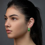 El Regalo 1 Pair Double Love Heart Drop Earrings- Valentine's Day Gift- Two Tone Oil Drop Heart Dangle Earrings for Girls & Women (MilitaryGreen+GunshipGreen)