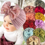 El Regalo 1PC Baby Turban Headband - Soft Nylon Bow with Golden Polka Dots - Newborn to Toddler Headwrap for Baby Girls - Stretchy & Comfortable Fit for 6 Months to 5 Years (Rusty Red, One Size)