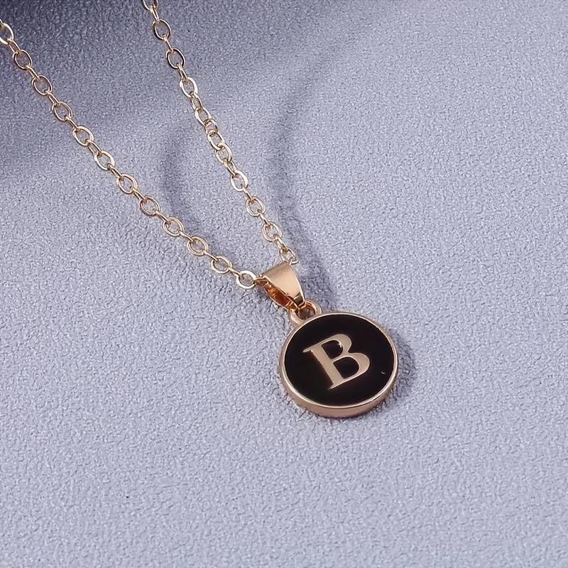 El Regalo Name Initials Personalized Unisex Pendant Necklace - Enameled Letter Small Pendant With Stainless Steel Chain (B Letter)