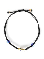 El Regalo 2PCs Evil Eye Hamsa Hand Unisex Bracelets Set - Golden & Silver Charms with Evil Eye Beads