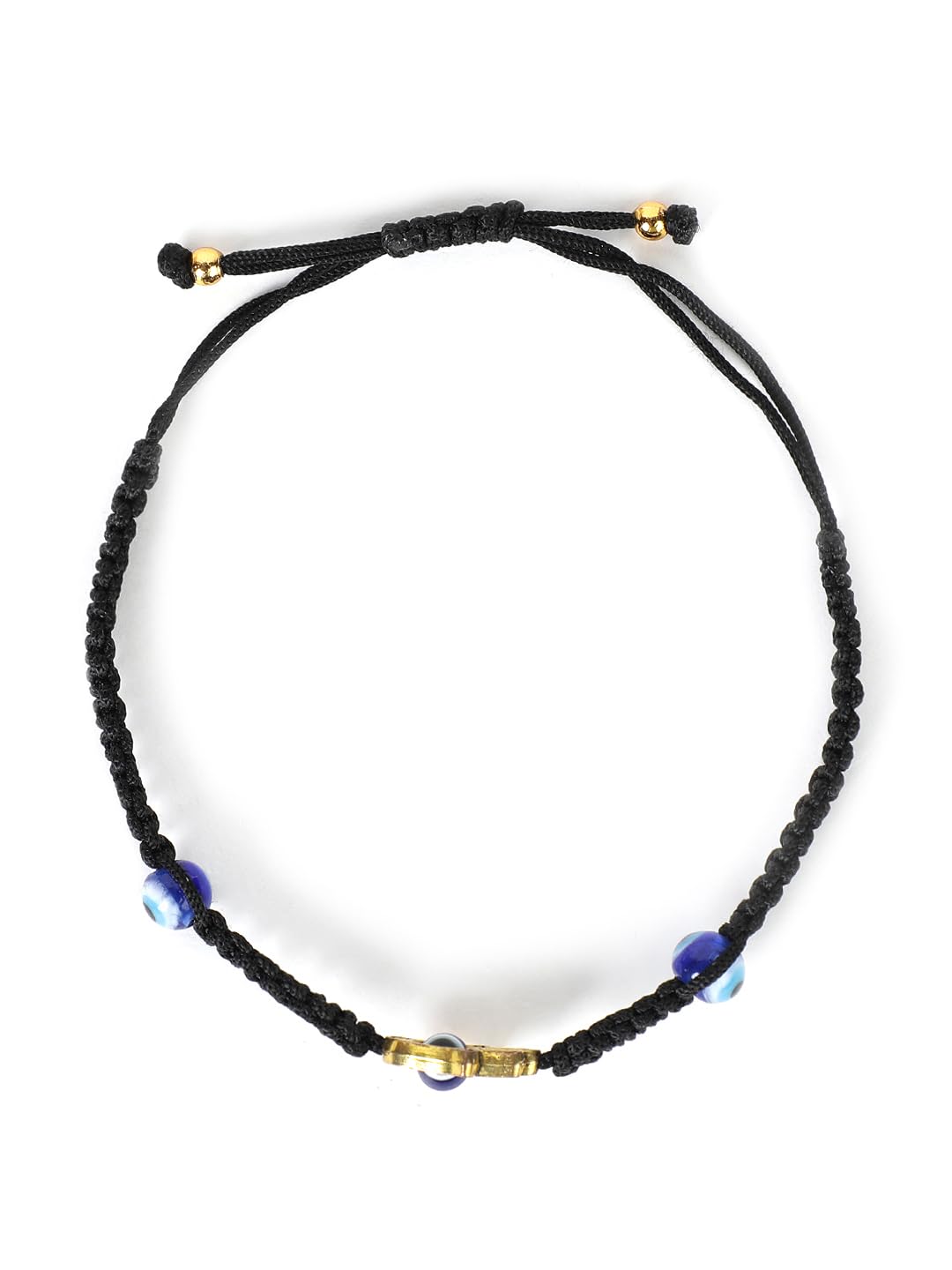 El Regalo 2PCs Evil Eye Hamsa Hand Unisex Bracelets Set - Golden & Silver Charms with Evil Eye Beads