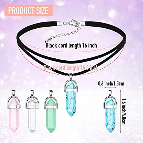 El Regalo Choker Necklace for Girls & Women | Black Wrap Velvet Choker with Healing Stones Women Girls Everyday Boho Necklace Gift Her Jewelry Hippie Crystal (Pink Rose Quartz)