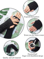 4 Pairs Knitted Arm Warmers Winter Long Fingerless Gloves With Thumb Hole Mittens for Women and Men