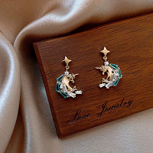 El Regalo 1 Pair Unicorn Fashion Earring for Girls/Kids/Women- Unicorns Enamel Crystal Dangle Earrings for Kids/Girls/Teens & Women (Style-1)
