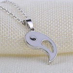 El Regalo Silver Stainless Steel Yin Yang Couple Pendant Necklaces for Unisex Adult's - 2 Pieces