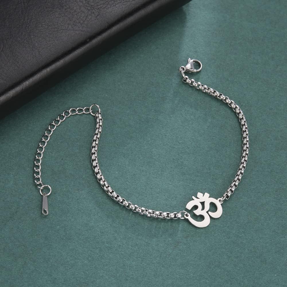 El Regalo 1 PC Stainless Steel OM/Aum Chain Bracelet Rakhi for Men- Anti Tarnish/Waterproof Adjustable bracelet for Bhai/Bhatija- Comes with Message Card, Roli-Chawal & Box