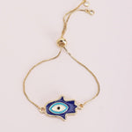 El Regalo 1PC Evil Eye Adjustable Bracelet for Girls & Women- Zircon Evil Eye Chain Bracelet- Valentines Day Gift for Her (Hamsa Hand)