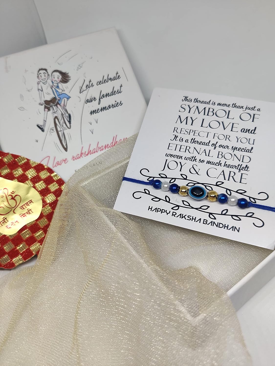El Regalo 5 PCs Rakhi Combo - Evil Eye Rakhi Set for Brother - 5 Lucky Kabbalah Blue Turkish Evil Eye Rakhi for Bhaiya/Bhai/Brother/Nephew (Option-2)