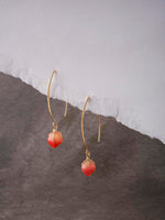 El Regalo Cute & Elegant Flower Bud Drop Long Hook Earrings- Super Elegant & Classy Gradient Color Flower Bud Earrings for Girls & Women, Contemporary Design (Fire Orange)
