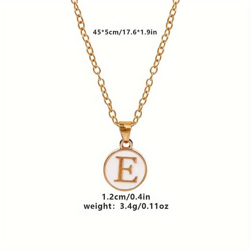 El Regalo Personalized Name Initial Letters Pendant Necklace-Enamelled Name Initials Pendant with Stainless Steel Chain (E),Gold
