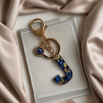 El Regalo Royal Blue Evil Eye Keychain Name Initial Letters- Alphabet Letter Keyring with Evil Eye Charm - Unisex Stylish Bag Charm, Keyring, Gift for Friends & Family (J Letter)