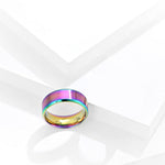 El Regalo Solid Stainless Steel 6mm Plain Classic Band Ring Comfort-Fit for Men Women- Anti Tarnish/Waterproof Plain Dome Stacking Simple Rings Bands Thumb Finger Ring (Rainbow Holographic, 20)
