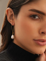 El Regalo Fancy Pearl Earrings- Golden Pearl Tassel Long Statement Earrings for Girls & Women (Drop Pearl Hook)