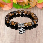 El Regalo -e OM -e Charm Healing Yoga 8mm Beads Stretchable Bracelets for Men/Women | OM Yoga Spiritual Jewelry (Tiger Eye)