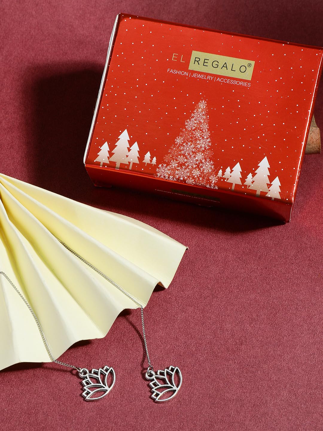 El Regalo Minimalist & Elegant Lotus Needle Threader Earrings for Girls & Women - Symbol of Inner Beauty and Triumph