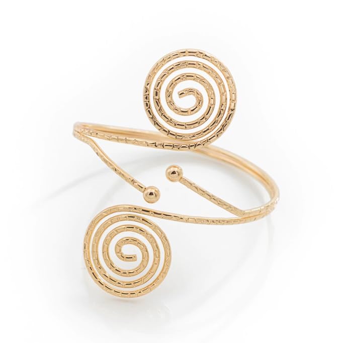 El Regalo Spiral Textured Armelet- Spiral Upper Arm Cuff Bracelet Open Upper Arm Bangle Bracelet Simple Adjustable Armband Jewelry for Women Swirl Coil Upper Arm Band Cuff Bracelet (Style-2)