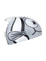 El Regalo Cartoon Fish Swimming Caps for Kids/Girls/Boys (4-16 Years Age Group)- Silicone Waterproof Stretchy Swimming Caps for Girls Boys for Long & Short Hair (Grey)