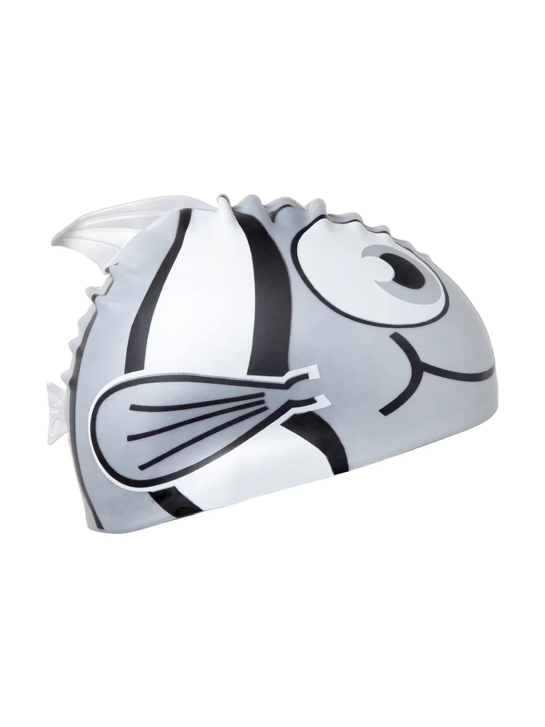El Regalo Cartoon Fish Swimming Caps for Kids/Girls/Boys (4-16 Years Age Group)- Silicone Waterproof Stretchy Swimming Caps for Girls Boys for Long & Short Hair (Grey)