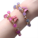 El Regalo 1 PC Butterfly Sparkly Crystal Beads Tassel Bracelet With Cute Enamel Butterfly Charms for Girls/Teens/Women (Purple)