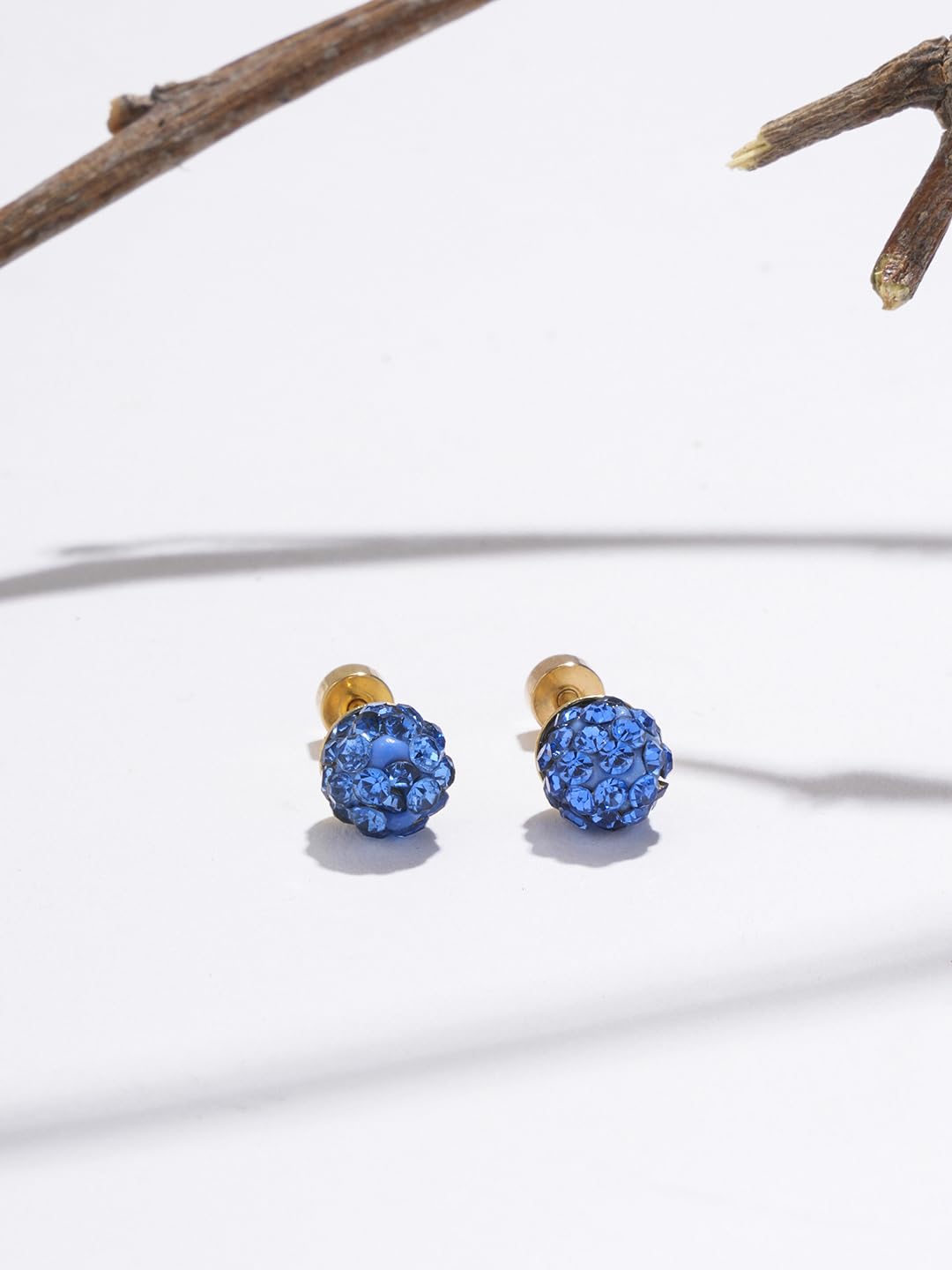 El Regalo 3 Pairs Cute Stainless Steel CZ Stud Earrings Combo for Kids/Girls/Teens/Women - Stars, Heart, Flower, Butterfly, Disco Ball, Stones - Hypoallergenic Flatback Earrings (Option-1)