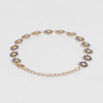 El Regalo 1 Leg Dainty Daisy Charm Chain Anklet- 1 PC Flower Beads Chain Ankle Bracelets For Girls & Women (Blue Daisy Anklet)