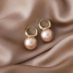 El Regalo Pearl Hoop Earrings- Huggie Hoop Fashion Pearl Earrings for Girls & Women (Beige)