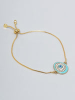 El Regalo 1PC Evil Eye Adjustable Bracelet for Girls & Women- Zircon Evil Eye Chain Bracelet- Valentines Day Gift for Her (Firozi Evil Eye)
