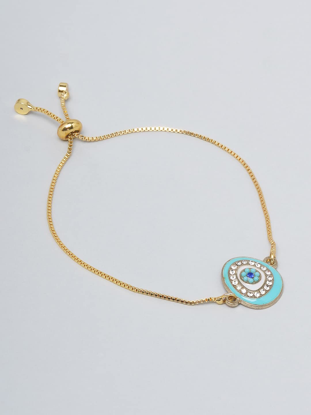 El Regalo 1PC Evil Eye Adjustable Bracelet for Girls & Women- Zircon Evil Eye Chain Bracelet- Valentines Day Gift for Her (Firozi Evil Eye)