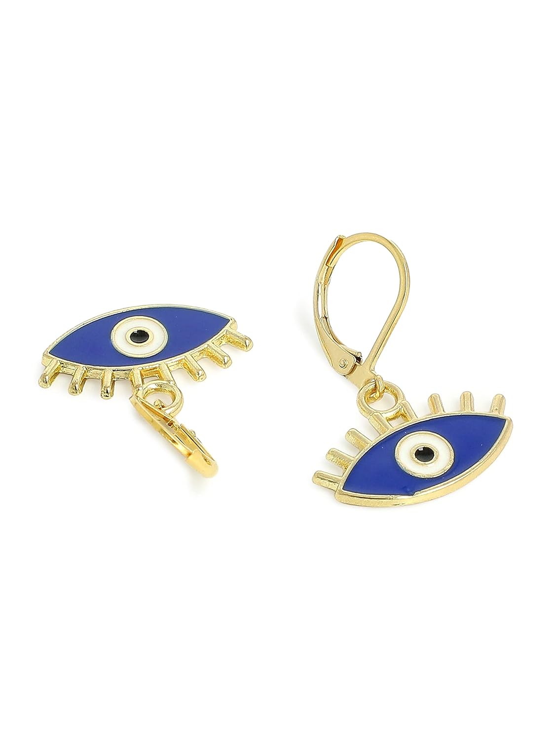 El Regalo 2 Pairs Cute Evil Eye Enameled Hoop Earrings - Gold Plated Dainty Evil Eye Hypoallergenic Fashion Earrings for Girls & Women (Option-3)
