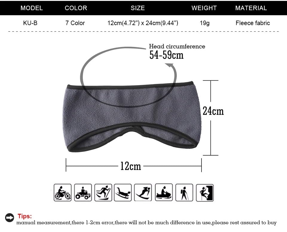 El Regalo 2 PCs Winter Fleece Ponytail Headbands- Ear Warmer/Earmuff Headbands with Ponytail for Men, Women, Girls, Boys Fleece Ear Warmers Headband for Cold Weather Ski Yoga (Black & Grey)