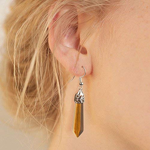 El Regalo Silver Plated with Multi Tiger Eye Dangling Earrings for Girls, Women