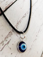 El Regalo Elegant Evil Eye Necklace - Evil Eye Handmade Glass Lamp work Unisex Pendant Necklace for Men, Women, Girls & Boys | Evil Eye Pendant Necklace (Silver with Cord)