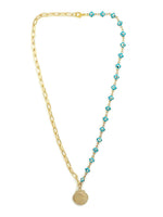 El Regalo Statement Evil Eye Golden Chain Shell Pendant Necklace- Hypoallergenic Enameled Shell Pendant Evil Eye Beaded Chain Necklace for Girls & Women