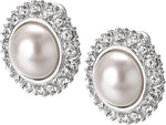 El Regalo Big Pearl Clip On Earrings for Non Pierced Ears- Round Faux Pearl Clip On Fake Non Piercing Earring (CZ Clip On)