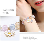 El Regalo 1 PC Dailsy Flower Sparkly Crystal Beads Tassel Bracelet for Girls/Teens/Women- Cute Crackle Beads Daisy Flower Stretch Bracelet (Multi Colored)