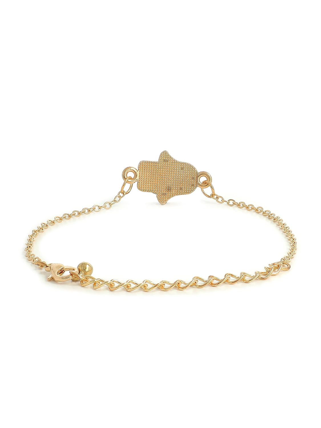 El Regalo 1PC Hamsa Hand CZ Evil Eye Chain Rakhi for Brothers | Lucky Evil Eye Rakhis with Roli Chanwal, Rakhi Message card in Rakhi Gift Box for Bhai/Bhabhi/Niece or Nephew (Golden Hamsa Hand)