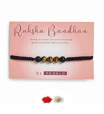 El Regalo 1 PC Natural Tiger Eye Stones Rakhi for Brother/Bhai- Natural Stones Rakhi with Roli-Chawal Shagun, Rakhi Message Card in Rakhi Gift Box