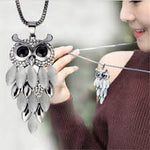 El Regalo Owl Pendant Chain in Gun Black Color for Women & Girls | Trendy Long Owl Necklace with Stones