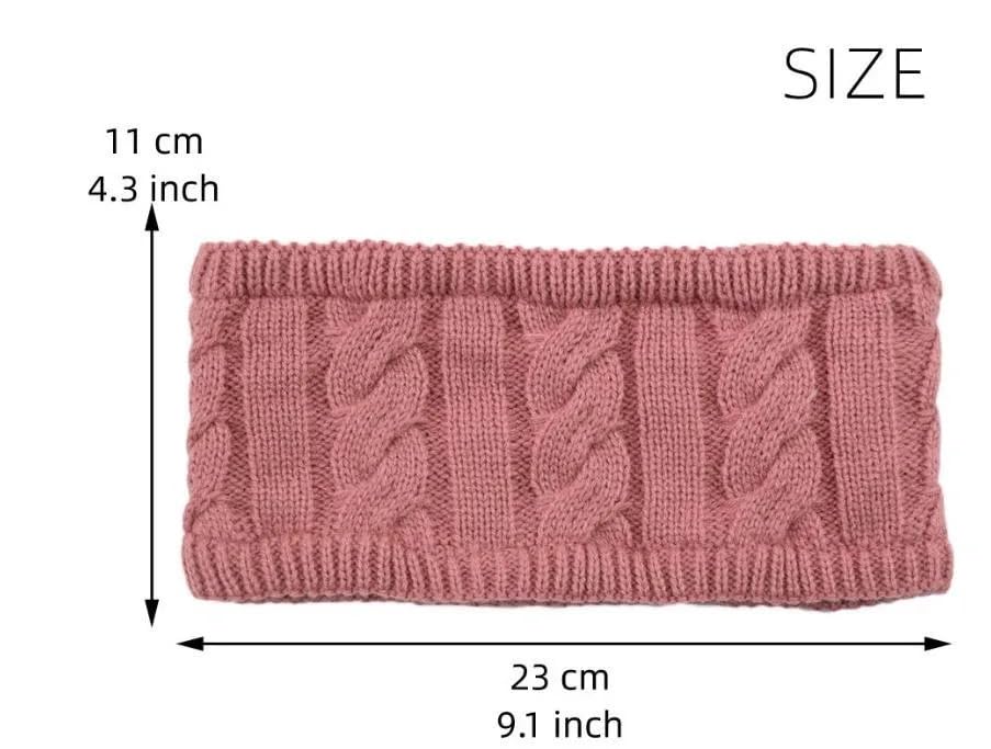 El Regalo 1 PC Winter Knitted Fleece Warm Unisex Headbands for Men & Women- Ear Warmer Headband Hair Band Wool Head Wraps Winter Unisex Ear Warmers (Bean Paste Pink)