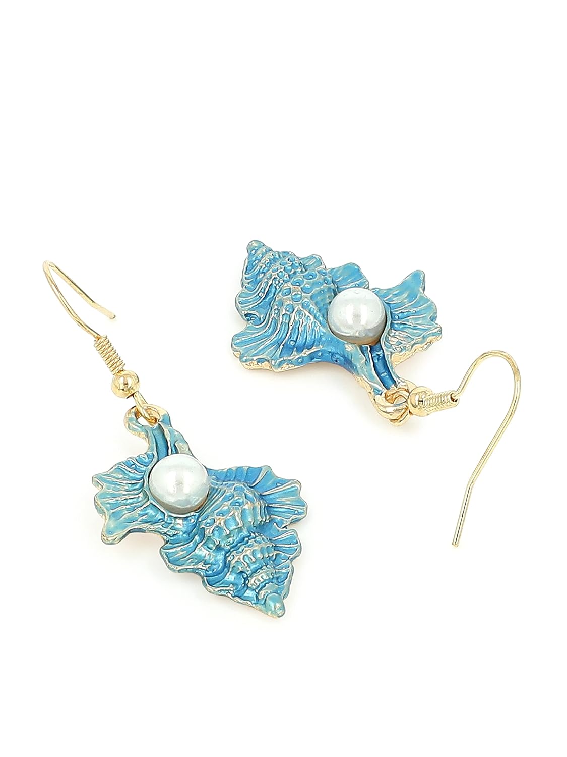 El Regalo 2 Pair Cute Enameled Dangle Studs Earrings Combo for Kids/Girls/Teens & Women- Bright Colors Shell-Flower- Heart-Pearls-Stars Charms Earrings (Option-6)