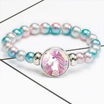 El Regalo 2 PCS Unicorn Bracelets for Girls, Rainbow Beads Bracelet Snap Holder Buttons Beaded Bubble Bracelet Pack for Kids Girls (Option-3)