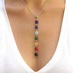 El Regalo Women & Girls 7 Color Chakra Buddha Yoga Meditation Glass Pendant Necklace (7 Chakra Beads)