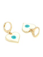 El Regalo 2 Pairs Evil Eye Enameled hypoallergenic Hoop Earrings - Gold Plated Dainty Evil Eye Fashion Earrings for Girls & Women (Option-1)