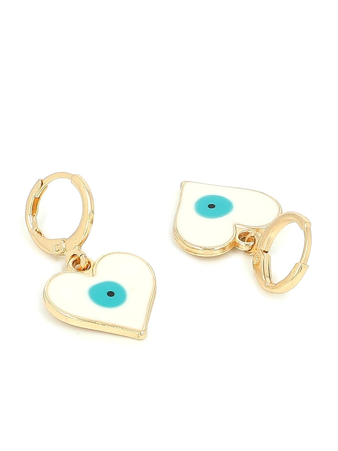El Regalo 2 Pairs Evil Eye Enameled hypoallergenic Hoop Earrings - Gold Plated Dainty Evil Eye Fashion Earrings for Girls & Women (Option-1)